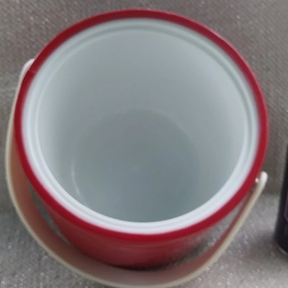 Perfectly Retro Mid-Century Modern Vinyl Red and White Ice Bucket with Lid